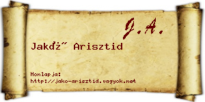 Jakó Arisztid névjegykártya